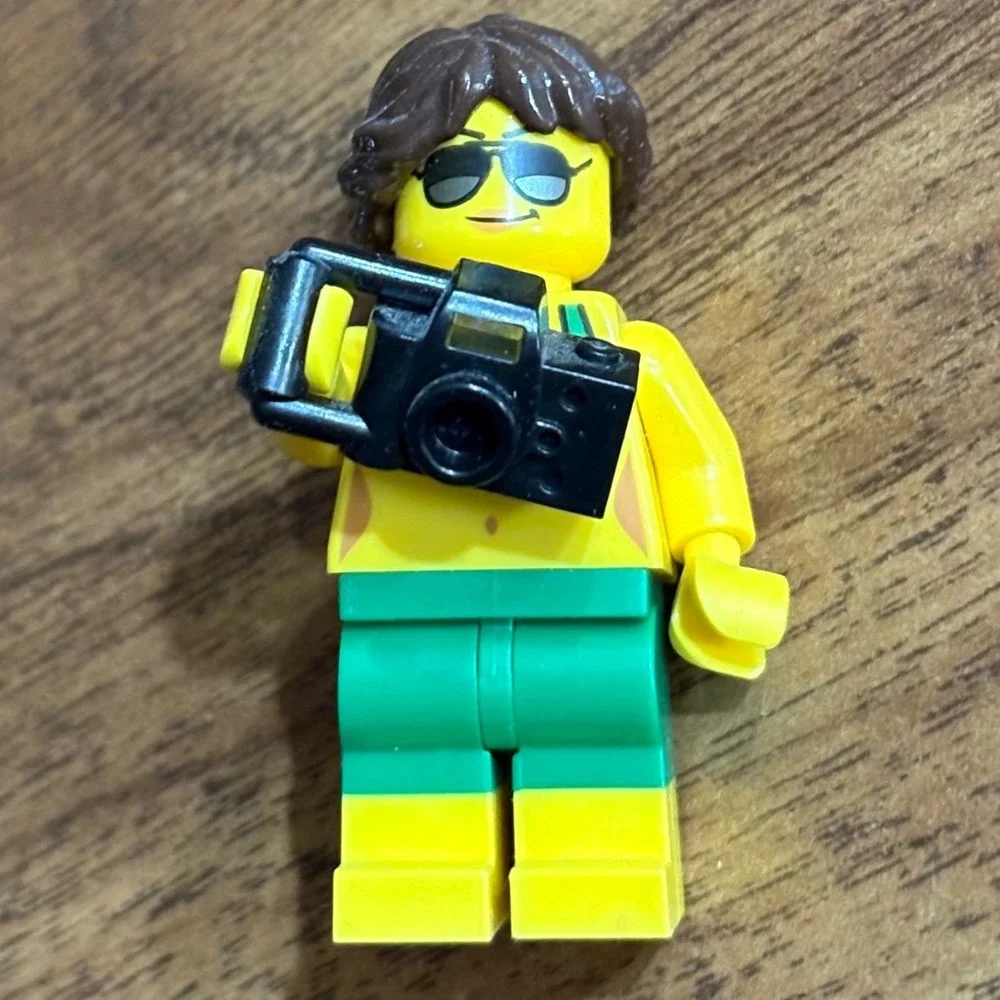 Lego Female Minifigure Green Polka Dot Bikini Sunglasses Camera Lifeguard Beach